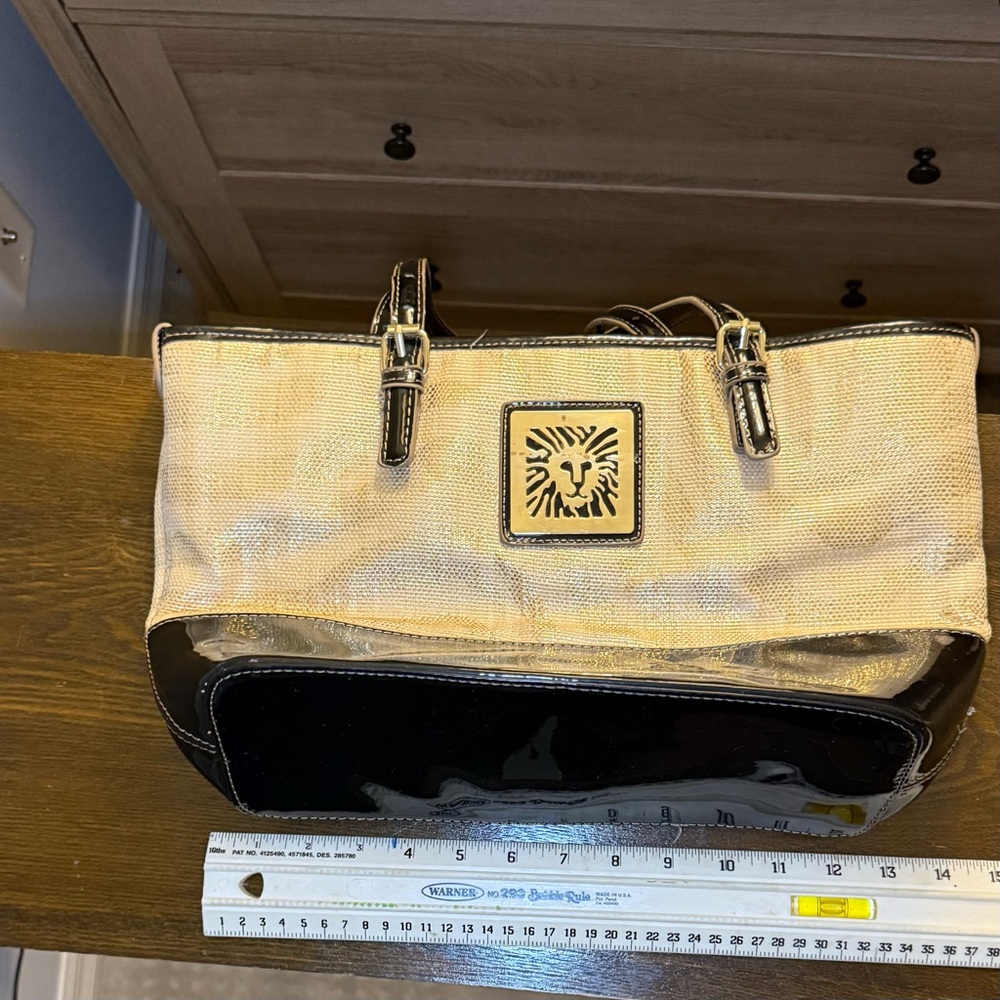 Anne Klein - Elegant Black and Cream Large Purse or Tote - Picture 6 of 10